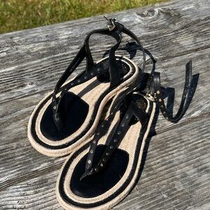 Vince Camuto Gold Studded Rope Sandals